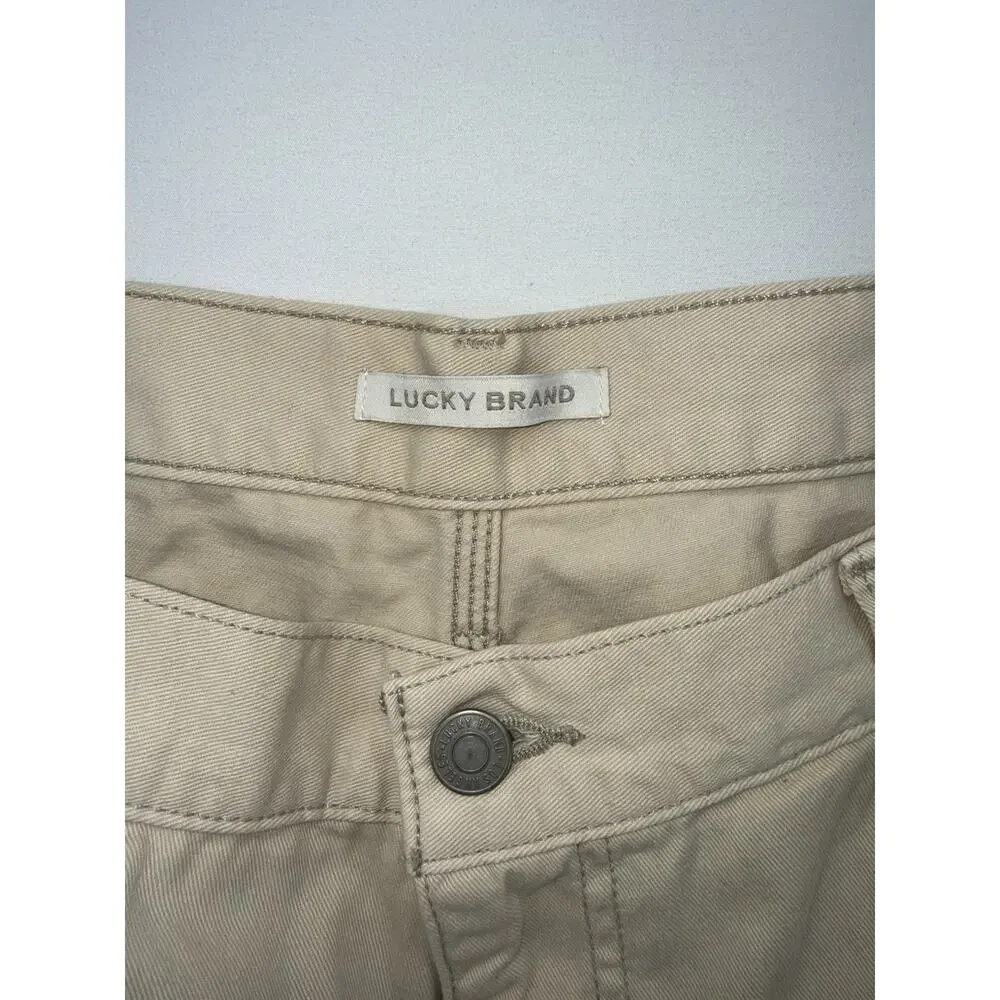 Lucky Brand Canvas Cargo Pants Men Size 36x32 Beige Y2K Skate